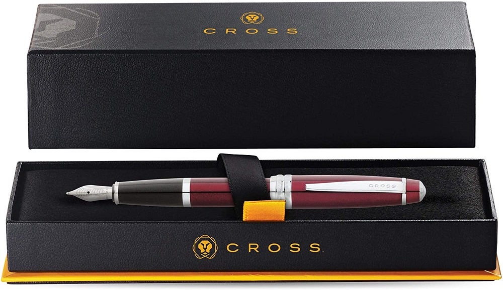 Bailey™ Red Lacquer Stainless Steel Medium Nib Fountain Pen